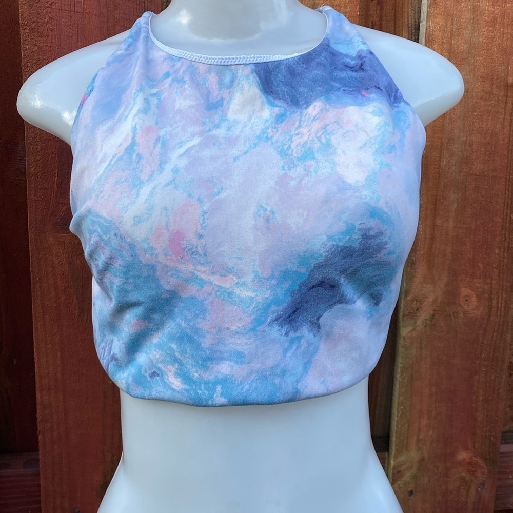 Victoria's Secret Marble Halter Crop Top in Blue, Pink, White Size L